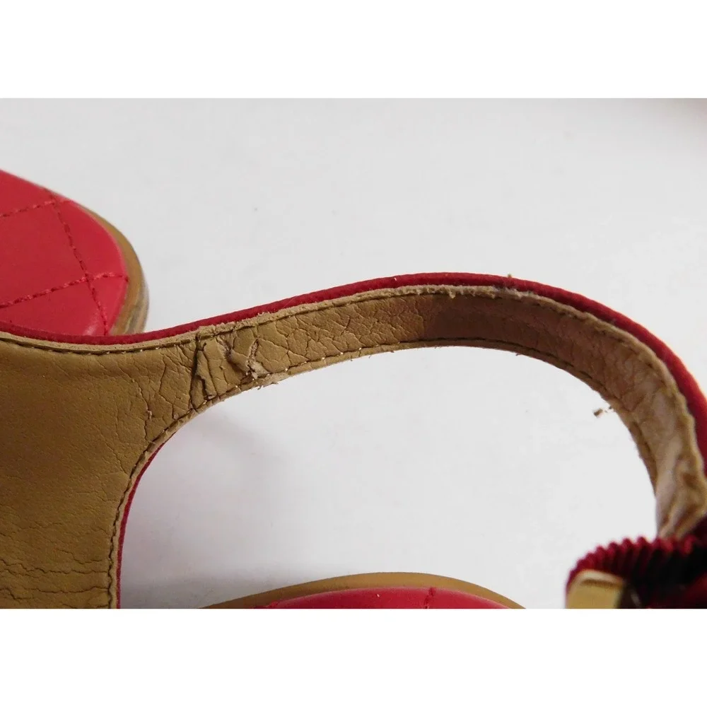 Michael Kors Alice Sandal Red Leather Thong Buckle Locket Size 6 36